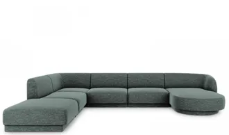 BLOOMINGLOFT Grosses Design Panorama U-Sofa Miley - Chenille Gr&uuml;n
