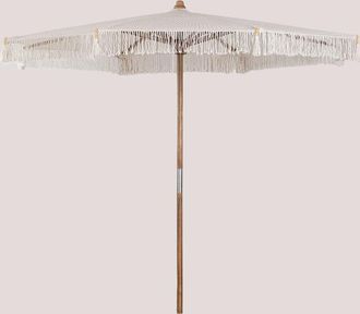 Sklum Sombrilla En Madera De Teca Y Algod&oacute;n Tongariki Sklum