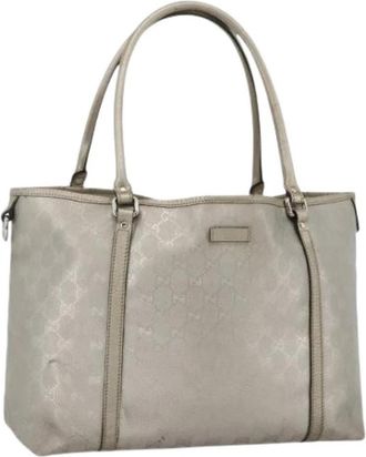 Gucci Pre-owned Vintage GG Canvas PVC Lederen Tote Tas - Dames - Vintage Shopper - Grijs - ONE Size - Leer - Vintage