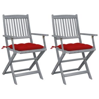 vidaXL Vidaxl Sillas De Jard&iacute;n Plegables 2 Uds Cojines Madera Maciza Acacia