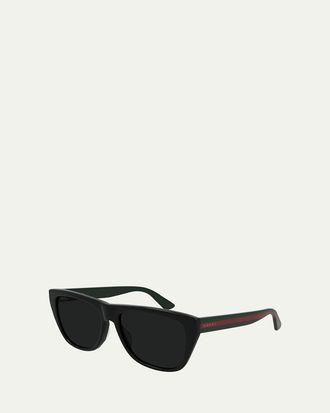 Gucci Mens Rounded Web Acetate Sunglasses