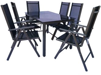 VCM Vcm - 7 Pcs Conjunto De Muebles De Jard&iacute;n Grupo De Asientos Grupo De Comedor 1x Mesa, 6x Sillas Mesa Dimensiones Aprox. Al. 76 X An. 140 X P. 80 Cm Si