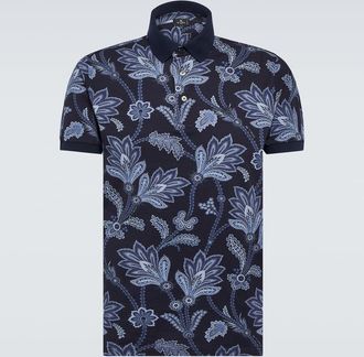 Etro Printed cotton pique polo shirt