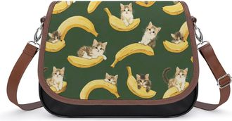 Generic Cats Bananas Funny Small Womens Crossbody Bags Shoulder Handbag with Adjustable Strap for Travel