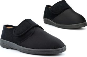 Generic Mens/Womens Wide Fit Slippers Stretch Slippers Touch Fastening Slippers Mens Extra Wide Slippers Ladies Wide Slippers Mens Wide Fit Slippers 4E Width 