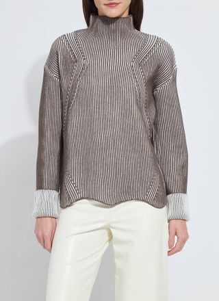 Lyss&eacute; Hyacinth Cozy Rib Scallop Pullover Top In Americano/snow White