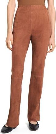 Theory Slit Hem Straight Leg Suede Pants in Caramel at Nordstrom Rack, Size 14