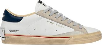 Crime London Schoenen, Heren, Wit, 41 EU, Leer, Leren Sneakers met Contrast