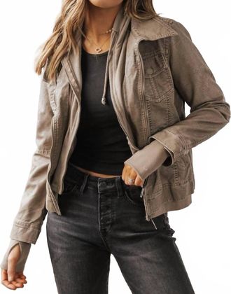 Coalition LA Vegan Leather Hooded Jacket In Grey