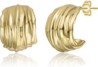 Rachel Glauber Basket Weave Chunky C-Hoop Earrings