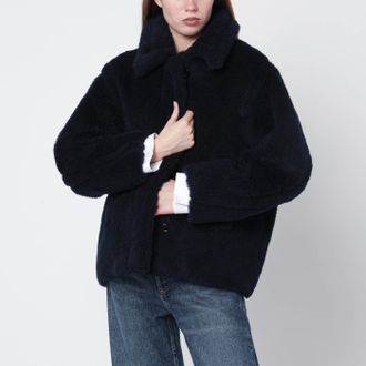 Max Mara Navy faux-fur coat