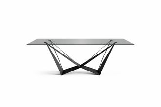 Pondecor Interiorismo Mesa de comedor cristal templado ahumado estructura negro 200x100x76cm