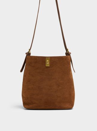 Simons Womens Belt-strap faux-suede bag