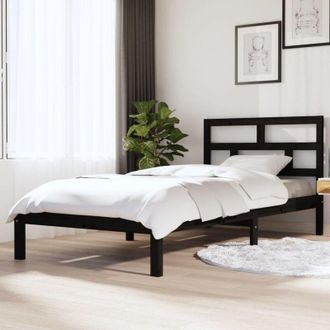 vidaXL Estructura De Cama Madera Maciza De Pino Negro 100x200 Cm Vidaxl