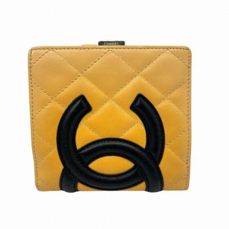Chanel Beige Black Leather Wallet (Bi-Fold) (Pre-Owned)