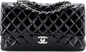 Chanel Classic Double Flap Bag Quilted Patent Medium shoulder bag - Zwart