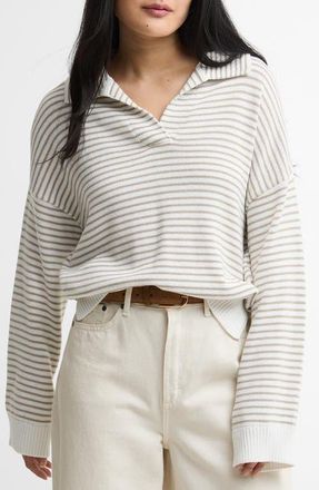 Barbour Aylesby Stripe Sweater in Cloud/Sand Stripe at Nordstrom, Size 12 Us