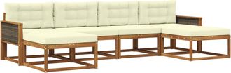 vidaXL Conjunto De Sof&aacute;s De Exterior 6 Uds. Natural Y Crema Vidaxl