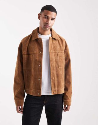 Asos Giacca harrington in camoscio sintetico marrone