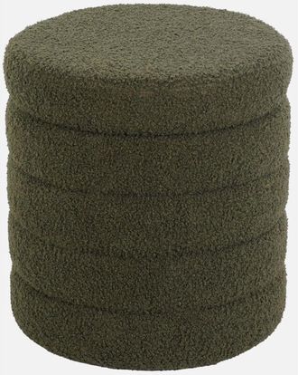 Sweeek Sweeek - Taburete Ba&uacute;l Borreguito, Snow, Verde Kaki, 37x37x40 Cm