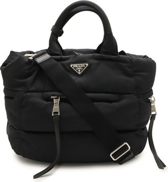 Prada Black Nero Tessuto Leather Shoulder Bag Tote Bag (Pre-Owned)