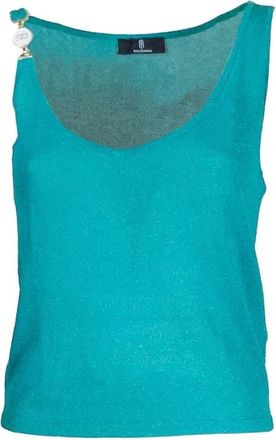 Fracomina Gebreide Tanktop - Dames - Tops zonder mouwen - Blauw - XS - Nylon - Tops