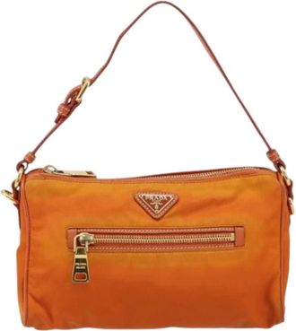 Prada Pre-owned Shoulder Bags, female, Orange, Size: ONE SIZE Pre-owned Front zip hobo