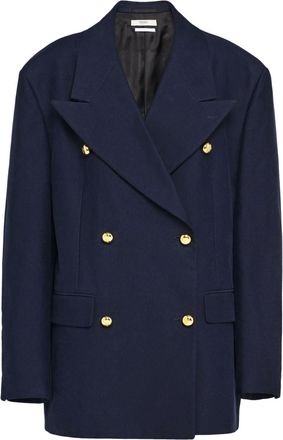 Prada double-breasted cotton blazer - women - Cotton - 38 - Blue