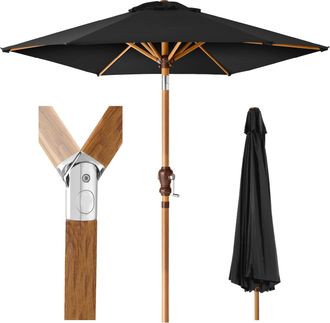 Best Choice Products 10ft Outdoor Woodgrain Pattern Steel Market Patio Umbrella w/ Crank, Tilt