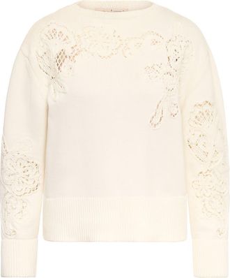 Maison Common Cotton Pullover With Embroidery in White at Nordstrom, Size Small