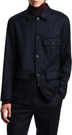 Emporio Armani Safari Jas - Heren - Zomerjassen - Blauw - XL - Wol - Jassen