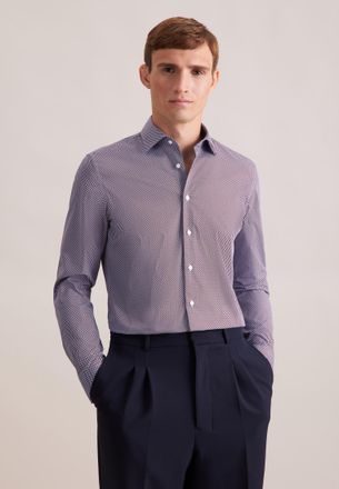 Seidensticker Businesshemd SEIDENSTICKER Schwarze Rose, Herren, Gr. M (40), normale &Auml;rmell&auml;ngen, bordaux, 100% Baumwolle, gemustert, slim fit, 2-Knopf-Manschette, H