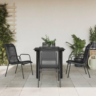 vidaXL Juego De Comedor Para Jard&iacute;n 5 Piezas Acero Y Textilene Negro Vidaxl