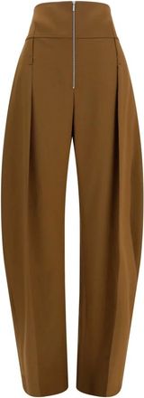Ferragamo Pantaloni Zip Balloon Fit Larghi - - Trousers - Donna - Marrone - S