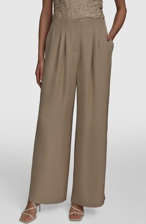 DKNY Ripple Wide Leg Pants in Beige at Nordstrom, Size 16