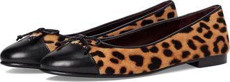 Tory Burch Cap-Toe Ballet Womens Shoes Classic Leopard/Perfect Black : 5.5 M, Leather