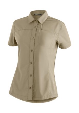 Maier Sports Funktionsbluse MAIER SPORTS Magos S/S W, Damen, Gr. 36, braun (hellbraun), 94% Polyester, 6% Elasthan, Blusen Funktionsbluse, Damen Hemdbluse, atmungs
