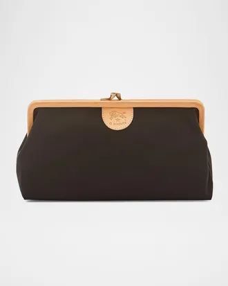 IL BISONTE Manuela Frame Canvas Clutch Bag