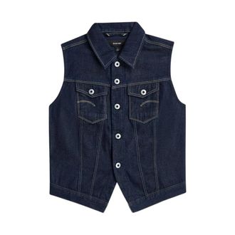 G-Star Pitched Hem Slim Vest - Dames - Bodywarmers - Blauw - S - Katoen - Jassen