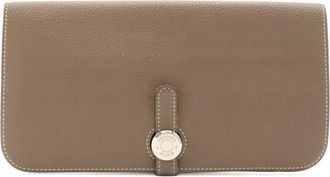 Herm&egrave;s Etoupe Gray Togo Leather Long Wallet (Bi-Fold) (Pre-Owned)