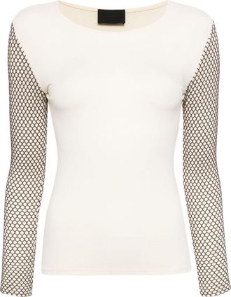 Puppets & Puppets Mannequin mesh-embellished top - women - Rayon/Polyester/Polyurethane/Elastane/Cotton - S - Neutrals