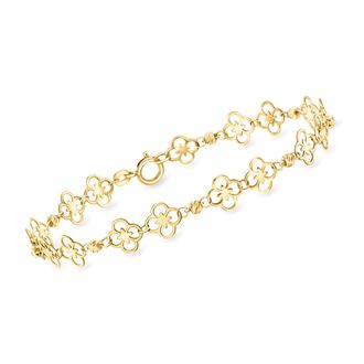 Canaria Canaria Italian 10kt Yellow Gold Floral Ricami Bead Station Bracelet