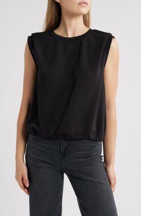 Wit & Wisdom Pleat Shoulder Sleeveless Blouson Top in Black at Nordstrom, Size X-Large
