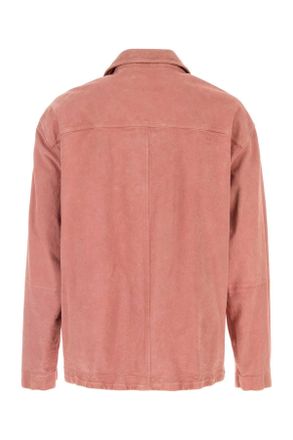 Marni Mens Pink Suede Shirt Chalkmauve Exterior: Ovine Leather Camicie