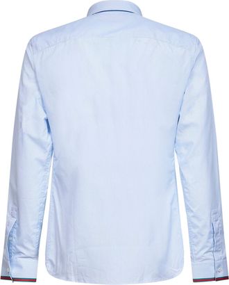 Gucci Mens Shirt Light Blue Cotton Web-Trim
