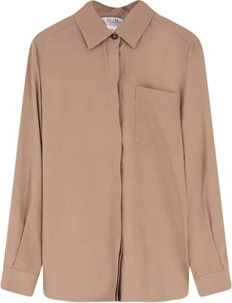 Max Mara Mxmsiamese Zijden Blouse - Dames - Overhemden - Bruin - XS - Overhemden