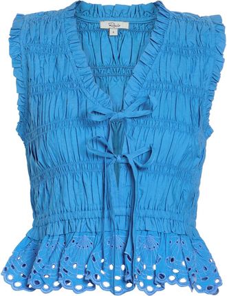 Rails Martine Smocked Cotton-poplin top - Blue - XL (UK16 / XL)