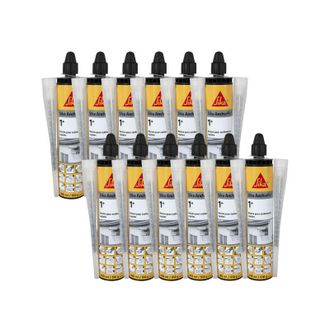 Sika Lotto di 12 resine per sigillatura chimica rapida Sika Anchorfix-1 Plus - Tonalit&agrave; pietra - 300ml