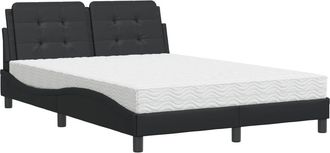 vidaXL Vidaxl - Cama Con Colch&oacute;n Cuero Sint&eacute;tico Negro 140x190 Cm
