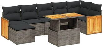 vidaXL Vidaxl - Set De Sof&aacute;s De Jard&iacute;n 8 Pzas Y Cojines Rat&aacute;n Sint&eacute;tico Gris